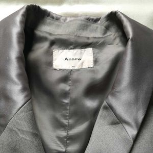 Grey Crop Blazer Coat