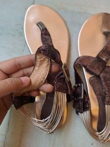 Metallic Fringe Thong Sandals