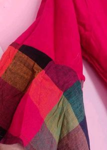 Pink Kurti with Colorful Sleeves