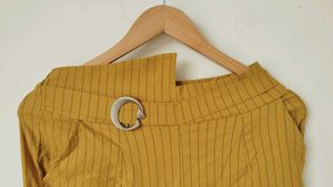 Women's Striped Mustard Trousers
