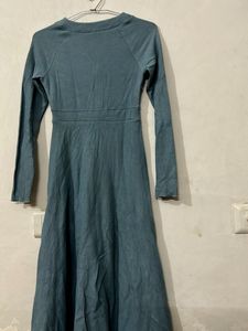 Blue Ribbed Button-Up dress