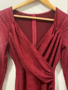Women Bodycon Shimmer Red Dress