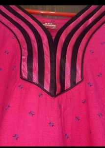 Pink Pure Cotton Printed Nighty