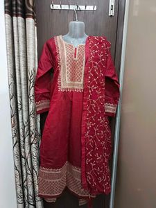 Maroon Embroidered Kurta Set