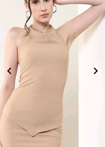 Shein Halter Tie-Up Neck Textured Top With Skirt