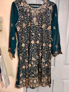 Elegant Teal stone work Salwar Kame