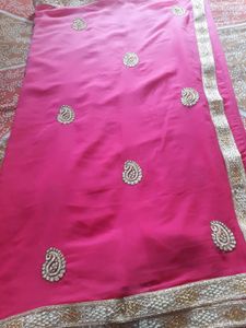 Pink Embroidered Saree Combo