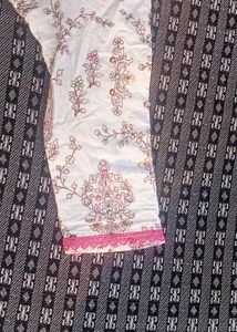 White Floral Print Kurti And Salwar