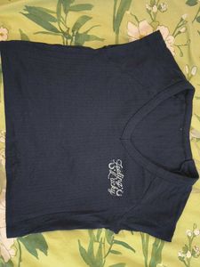 Navy 'Feeling Lucky' Ribbed Tee