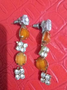 orange beads Elegant Drop Earrings