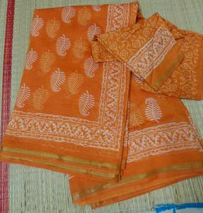 Orange Printed Saree