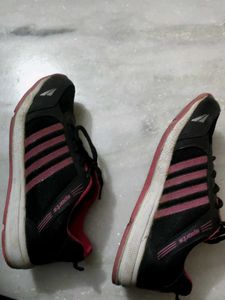 Black &amp; Pink Striped Running Shoes