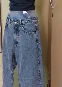 Gray Wide-leg Denim