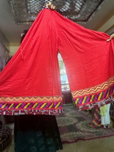Red Ethnic Wide Legged  Navratri Palazzo