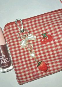 Aesthetic strawberry and black keychain