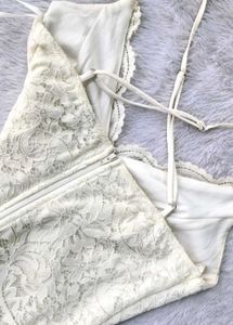 Off White Lace Mini Dress