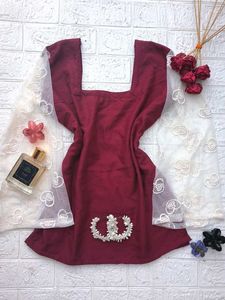 Corset Back Net Sleeves Kurti 🎀