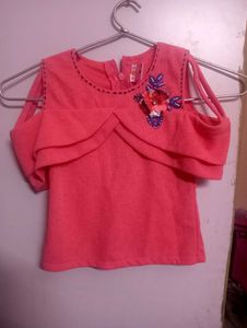 Cute Coral Cold Shoulder Top