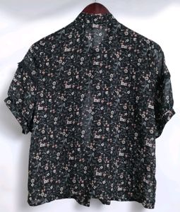 Black Floral Short Sleeve Top (Women)