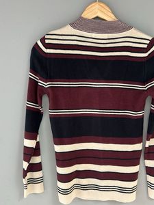 Striped Knit Turtleneck Top