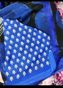 New Blue Saree With Unstitched Blouse