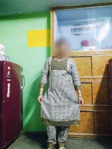 Checkered winter wool bottom set Salwar with kurta