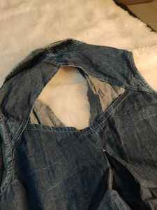 Sleeveless Branded Denim Shirt