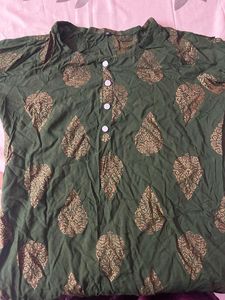 Green Printed Kurta