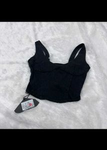 Black Corset Style Crop Top