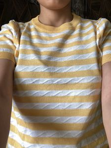 Striped Top &amp; Black Pants Set