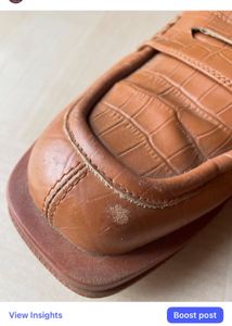 Brown Croc Embossed Loafers