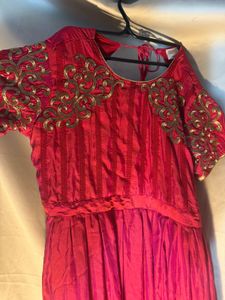 Pink Embroidered Indian Dress two tone