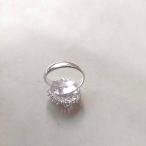 Pure Silver Pink&amp;White CZ Adjustable Ring 💍