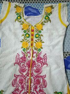 White Yellow Kurti