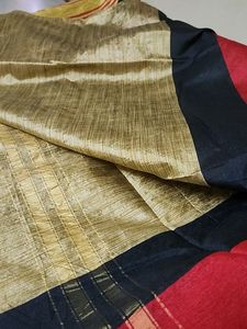 Golden Red Cotton Saree