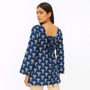 Blue Printed Short Kurta