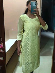 Yellow Chikankari Kurti
