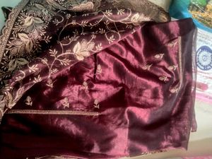 Elegant Embroidered Barbari Silk Saree