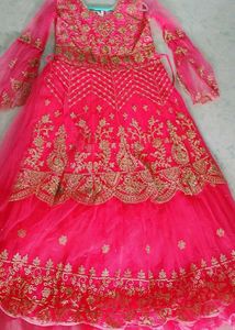 Elegant Pink Net Embroidered Party Gown for Women