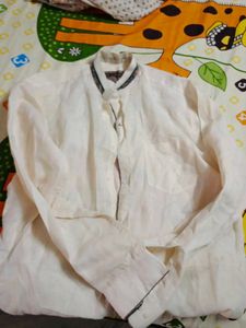 Elegant Beige Shirt with Chinese Collar