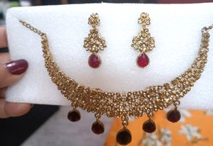 Choker Set With Red Stone Embedded