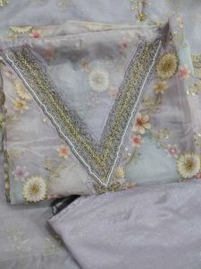 3 Pc Lavender Unstitched Suit Set