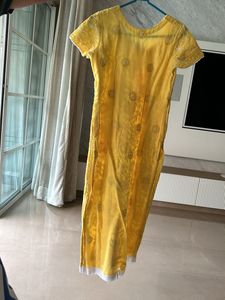 Reduced  price Yellow Chickenkari Kurta