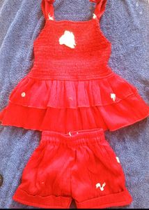 Red Ruffle Top &amp; Shorts Set
