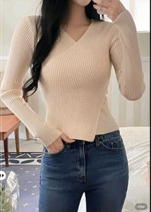 New With Tag Korean Chic Wrap Knit Top