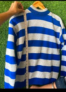 Unisex Blue Grey Color Korean Sweater (S Size)