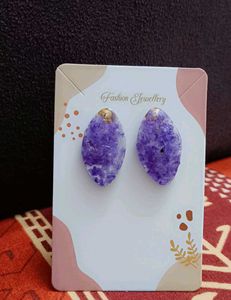 Purple Floral Resin Earrings