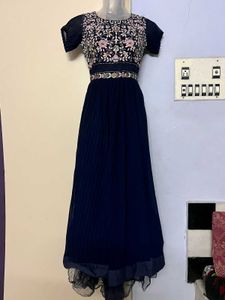 Elegant Navy Blue Embroidered Dress