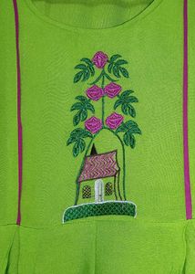 Lime Green Embroidered Anarkali Dress.