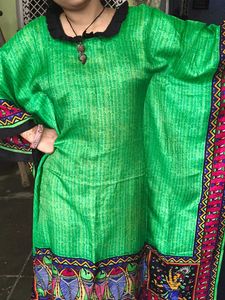 Green Printed Kaftan Dress